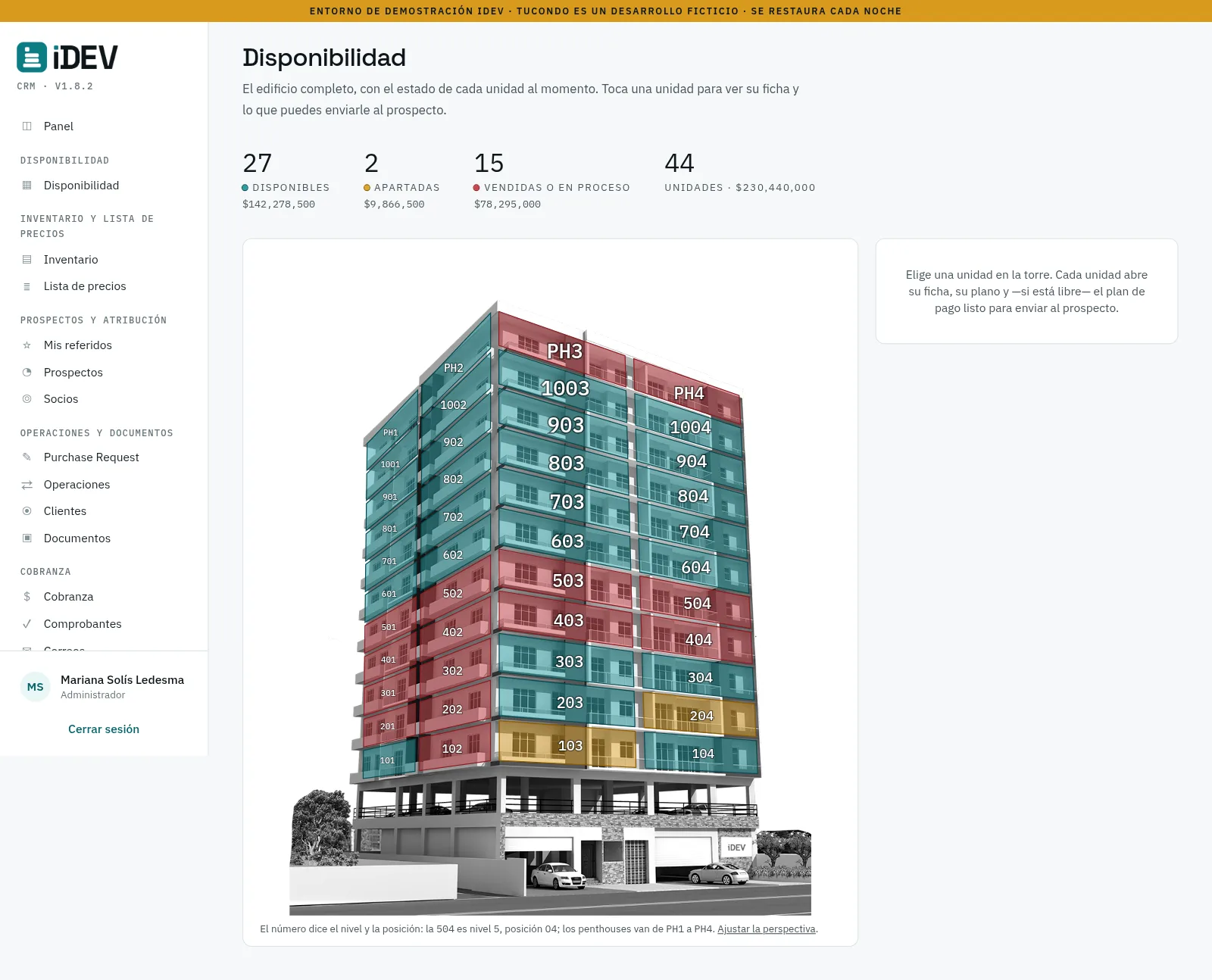 Disponibilidad del desarrollo en iDEV Ventas